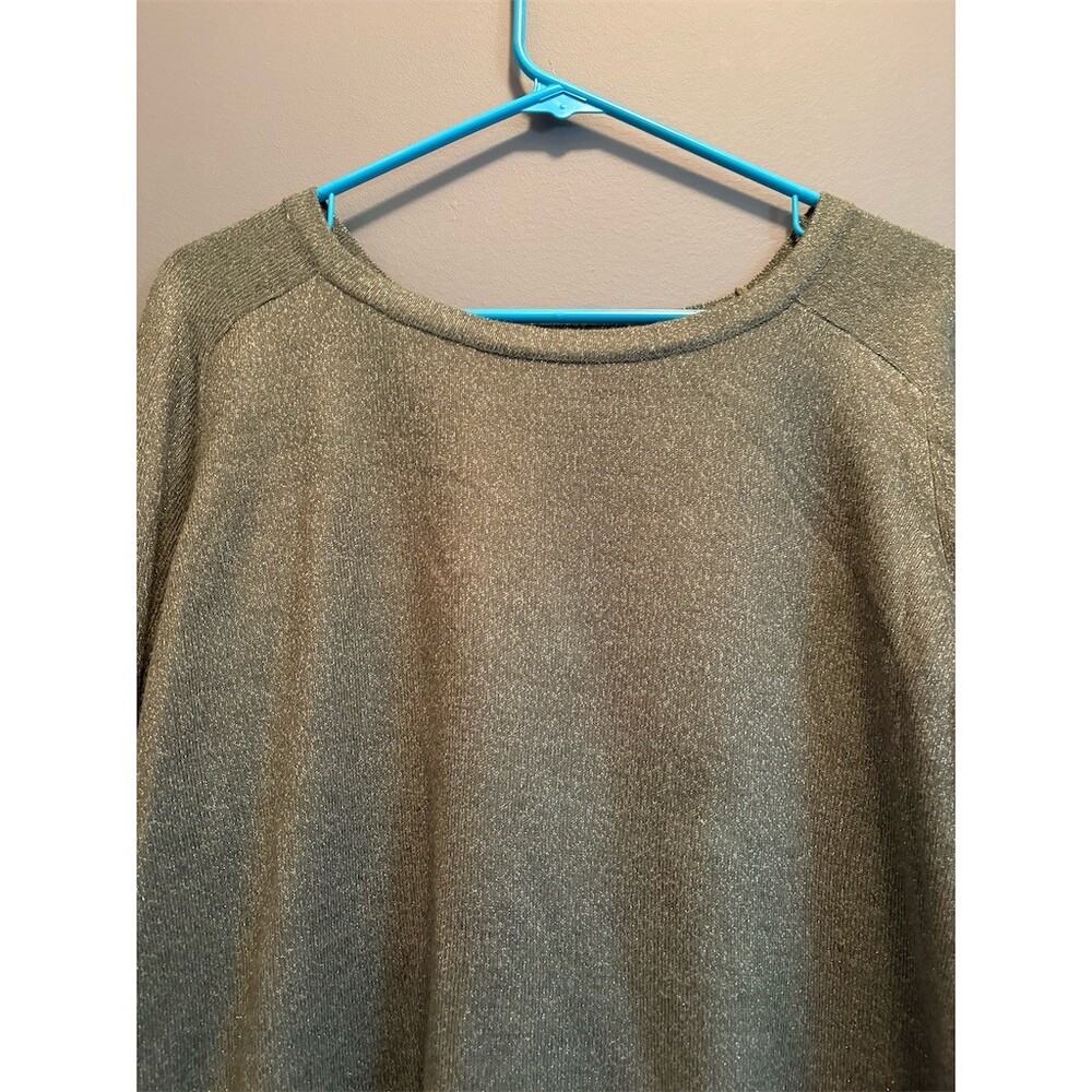 Apt. 9 Sweater Womens L Silver Metallic Shimmer Pullover Scoop Neck - Picture 2 of 9